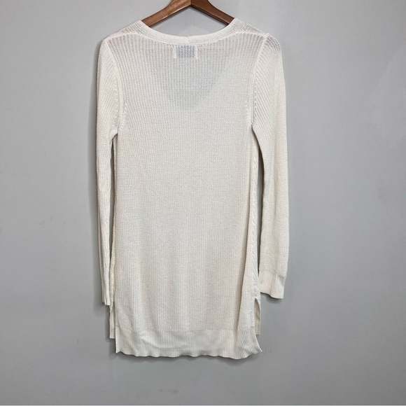 Old Navy Womens Size Medium Ivory V Neck Longline Tunic Sweater Casual Knit - Picture 2 of 11